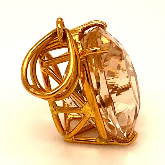 Imperial Topaz 16.03ct Solid 22K Gold Pendant - Picture 3 of 6
